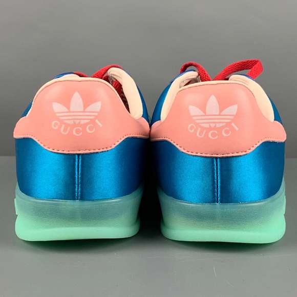 GUCCI Blue Green Nylon Low Top Sneakers - Picture 3 of 8